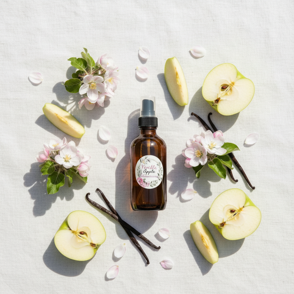 Vanilla Apple Blossoms Room Spray – Flat Lay